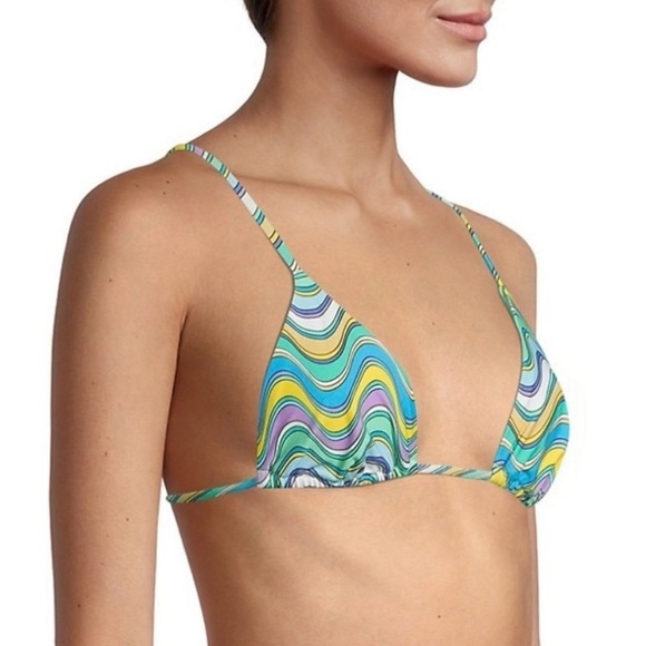 WeWoreWhat Other - 🍄HOST PICK🍄WeWoreWhat Cooper Wavy Stripe Triangle Bikini Top, Aqua Multi, XS